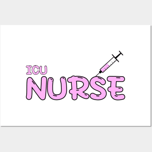 Intensive Care Unit (ICU) Nurse Pink Posters and Art